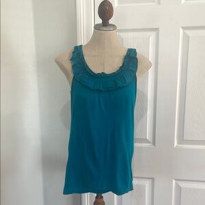 GAP sleeveless Ruffle Tank Top turquoise tunic cotton blend women’s XS